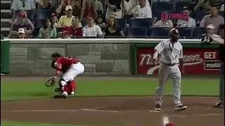 Brandon Phillips trucks Nats catcher: 6/5/10 Nationals vs Cincinnati Reds full game