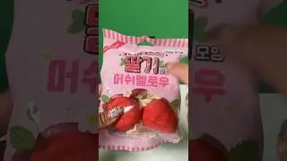 ダイソーで約200円で買えるいちごマシュマロ🍓少し炙ったらめっちゃ伸びた！​⁠📍韓国 @anunu #マシュマロ #韓国お菓子 #koreanfood #asmr #마시멜로 #다이소 #과자
