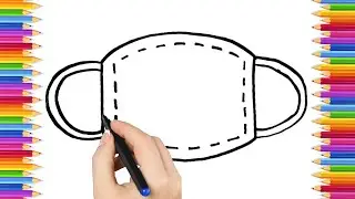 How To Draw cute  mask Drawing, Painting & Coloring For Kids and Toddlers_ Child Art 🐋🌈🎨