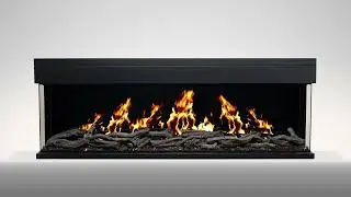 AmberGlo 60 Inch LCD Real Flame Effect Media Wall Electric Fireplace