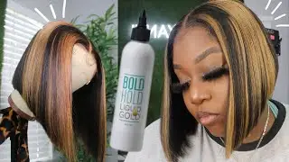 NO BLEACH NEEDED HIGHLIGHTS || AFFORDABLE HIGHLIGHTED BOB || BOLD HOLD LIQUID GOLD || WE QUEEN HAIR