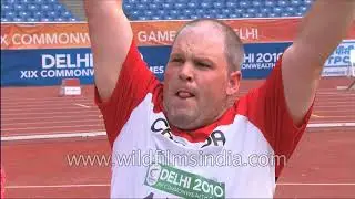 Canada's Dylan Armstrong competes for shot put at an international sports event