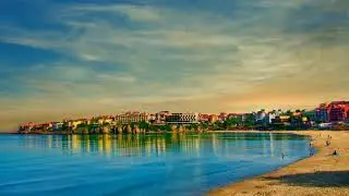 BEACH CITY VIEW AND CLOUDS ANIMATED BACKGROUNDS FOR GREEN SCREEN HD 1080P MOTION ANIMATED BACKGROUND