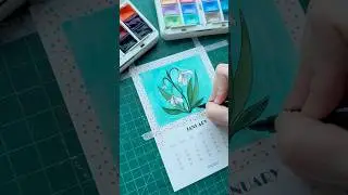 DIY calendar painting with January Snowdrop flowers #watercolor #birthflower #calendar #diycalendar