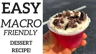30 SECOND EASY MACRO FRIENDLY LOW CALORIE Protein Jello Cheesecake Dessert Recipe!