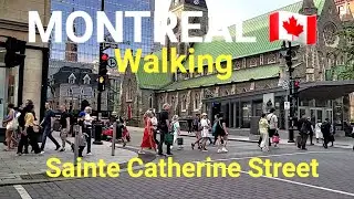 Sainte Catherine Street Walking Tour | A normal day in Downtown Montreal 