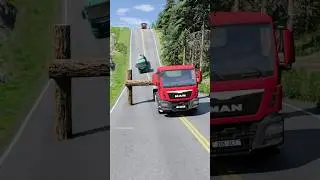 Mixed trucks vs log trap #beamngdrive #india #automobile #shortvideo #shorts #truck #usa #beamng