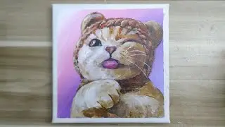 Acrylic painting / A kitten  /Easy painting Tutorial #153
