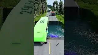 Bus vs huge water pit #21 | #carsvsrpothole #beamngpotholes #massivepotholes #deepwaterbeamngdrive
