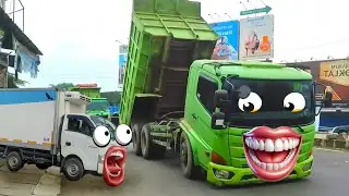 Wow Ada Truk Kontainer Besar, Bus Telolet Basuri, Truk Oleng Joget, Truk Pasir Robot  Frank Dan Tayo