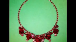 Vintage Red  Crystal Rhinestone Necklace