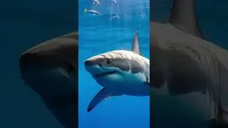 great white shark prowls the open ocean #sharkshorts