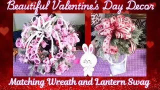 Matching Deco Mesh Wreath and Lantern Swag |Beautiful Valentine's Day Decor |Hard Working Mom