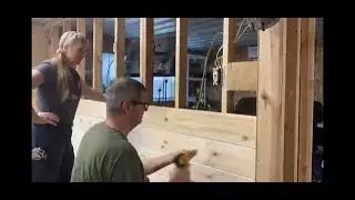 8&rdquo; hewn pine car siding on workshop wall of barn home | Copper Barn Homestead