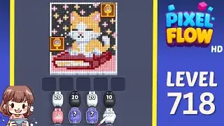 Pixel Flow Level 718 Solution Walkthrough