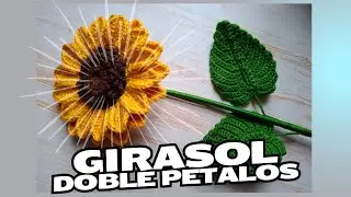 Girasol 🌻 doble pétalo con hojas en 3D