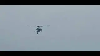 US Navy Blackhawk Passing Above The Hudson River In Midtown, Manhattan, New York City