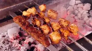 Chicken and Lamb Shish on the Charcoal Grill at Ottoman Kitchen Southampton
