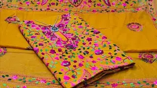 Phulkari work Pure Cotton Dress Material*Hath ka kaam  8743932113