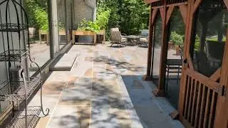 Flagstone Patio with Outdoor Structure