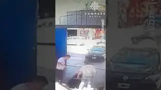Mechanic Pushing Car Outside Falls Into Pit *No Injuries*