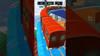 Classic train on the sky track goes uphill and then bends #besttraingame #gameplay #railway