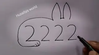 How To Draw Rabbit With 2222 Number Rabbit Drawing Step By Step Huzaifa's world 