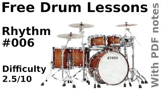 Free Drum lessons #006-Difficulty 2.5/10🥁