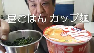 【昼ごはん】弁当屋の賄い、カップ麺、冷やっこ、ほうれん草、漬け物、飯動画