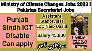 Ministry of Climate Changes Jobs 2023 I Pakistan Secretariat Jobs I Salary 45000 I Sanam Dilshad