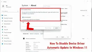 How To Disable Device Driver Automatic Update In Windows 11
