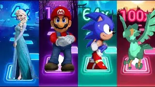 Elsa vs  Mario vs Sonic vs  Tuvine  | Tiles Hop EDM Rush
