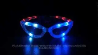 Flashing Sunglasses- Red/White/Blue