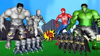 TEAM RED HULK, Spider-Man, RED BATMAN VS GREY HULK, GREY Spider-Man | LIVE ACTION STORY