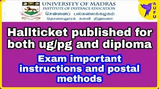 Madras university distance exam instructions and postal method|Hallticket👍