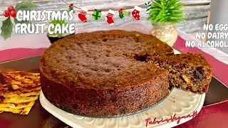 Eggless Christmas Cake Recipe (dairy-free, no alcohol) | Easy Vegan Fruit Cake, No soaking