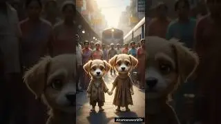 This Puppy Lost His Sister at a Railway Station 😭#ai #cartoon #shorts
