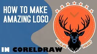 How to create vector design deer shape circle logo with orange background inside in | CorelDraw