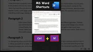 How to Indent or Outdent Paragraphs in MS Word documents using Keyboard Shortcut