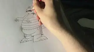Drawing and Colouring Abe Turtle looking scared for Chris Grine