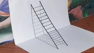 Easy3D ladder drawing //how to draw3D ladder drawing#viralvideo #3d