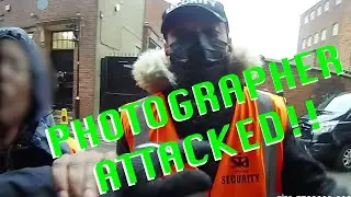 Security frogmarch photographer from BBC TV set in Birmingham, UK