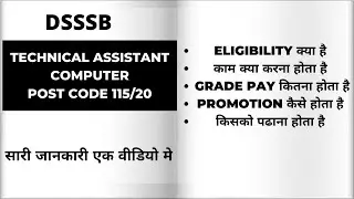 dsssb technical assistant computer | work profile