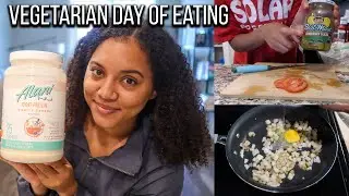 Trying Alani Nu Plant Protein + vegetarian day of eating // grocery haul