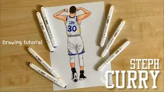 How to draw Steph Curry (Golden State Warriors) / Steph Curry drawing tutorial