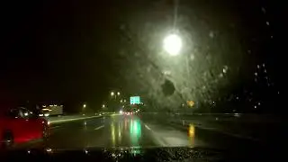 Rainy nighttime drive from Boston, Massachusetts to North Providence, Rhode Island
