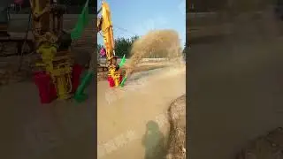 Sand field tailings pond operation, cutter suction slurry pump reamer stirs the tailings slurry