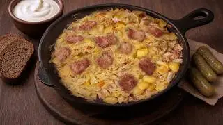ЖАРЕНЫЙ КАРТОФЕЛЬ С КАПУСТОЙ И БЕКОНОМ! 3 ингредиента для вкусного и сытного блюда!