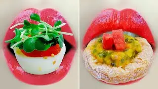 ASMR Salad Canap&eacute;s, Passion Fruit Tart - Eating Sounds - AZURA ASMR #shorts