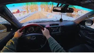 POV Drive RAW [no talking] - Lexus GX 470 V8 - Winter Sunrise Small Town/Rural America
